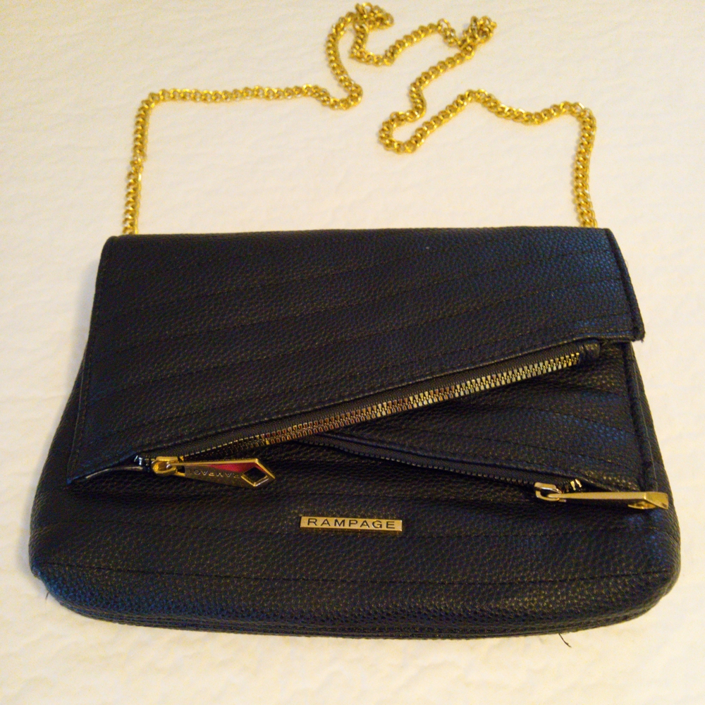 Rampage Black and Gold Shoulder Bag with Gold Chain Strap